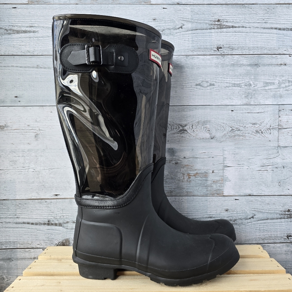Hunter Original Clear Leg Tall Waterproof Rain Boots EU 42